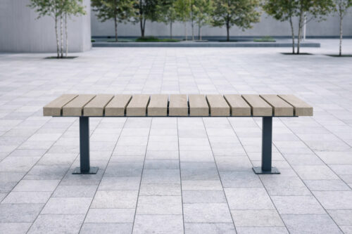 Banquette contour droite en plastique recyclé et pieds acier - Banquette droite CONTOUR L. 170 cm ESPACE URBAIN