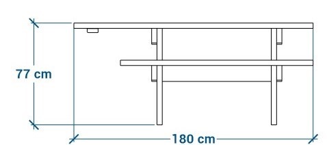 Shéma :Table de pique-nique adaptée aux pmr PARC ÉCO