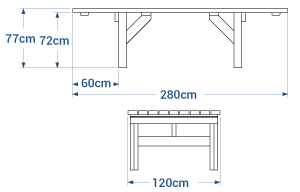 Shéma :Table PMR 6 fauteuils Émeraude