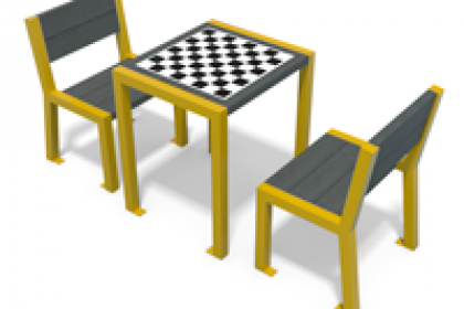 table de jeu en plastique recycle et metal avec chaises gamme elegance