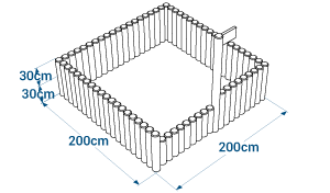 Shéma :ESPACE CHIEN en rondins