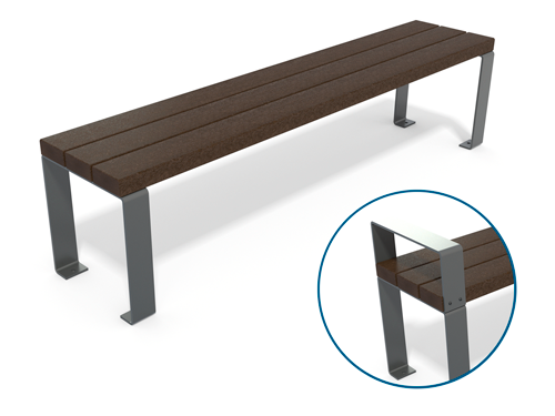banquette en plastique 100% recyclé et pieds métal avec option accoudoir - Banquette Flexo ESPACE URBAIN
