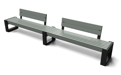 Banquette Forum double en plastique 100% recyclé - Banquette double FORUM ESPACE URBAIN