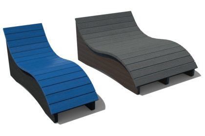 Chaises longues modernes bleue et grise.